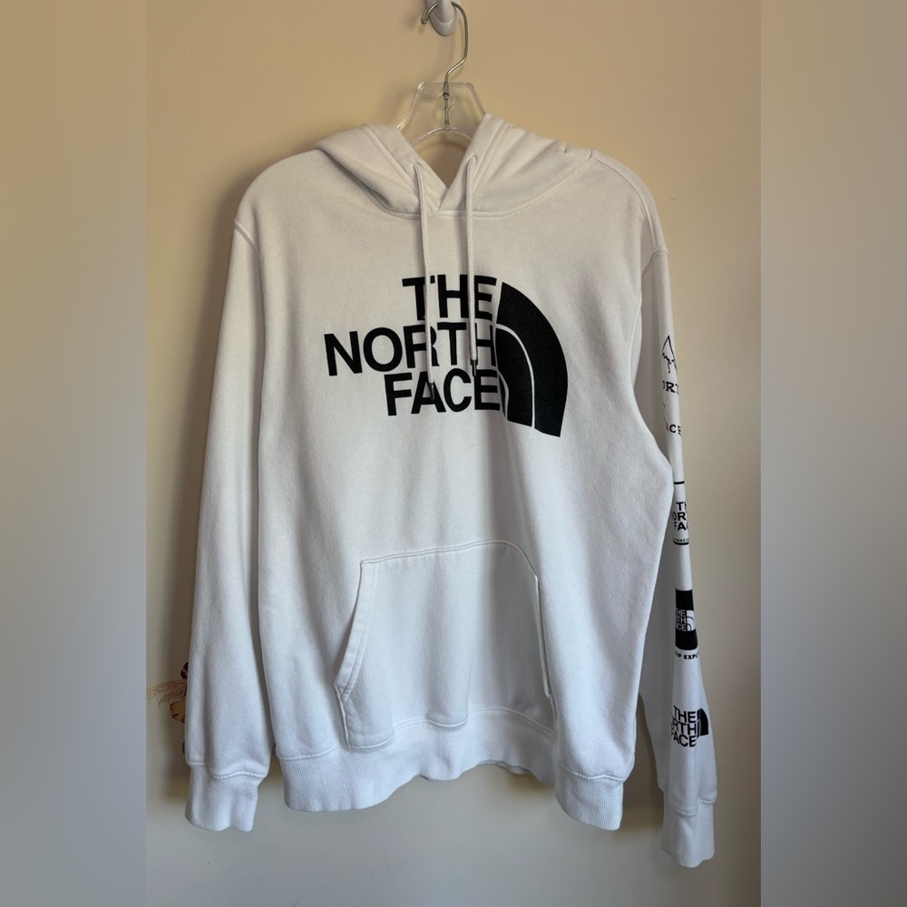 The North Face Half Dome Logo Print Hoodie Pullover Size M White Cotton Unisex